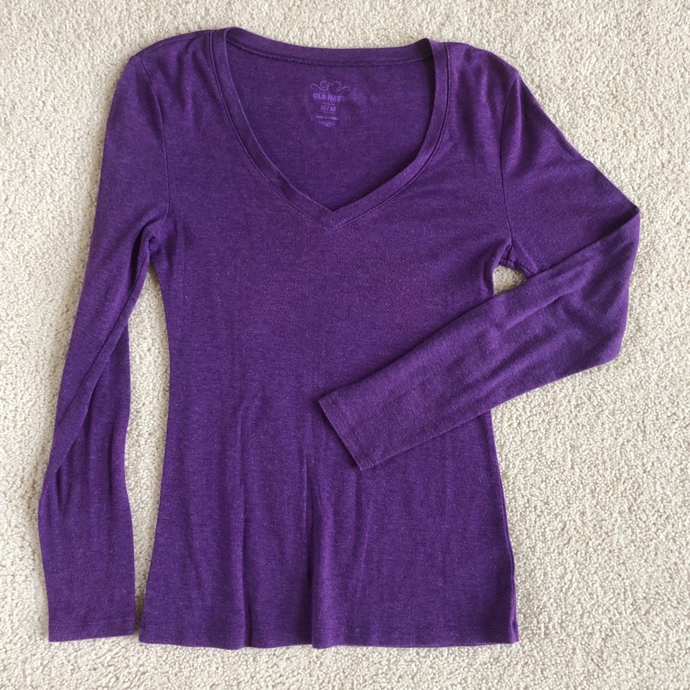 Old Navy Purple V-Neck Long Sleeve